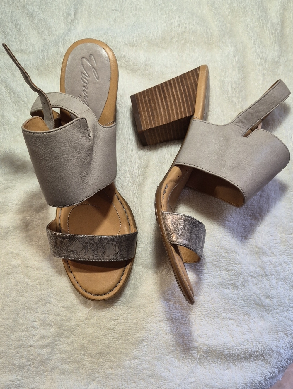 Crown By Born.Light Gray Leather Heel.Size 10